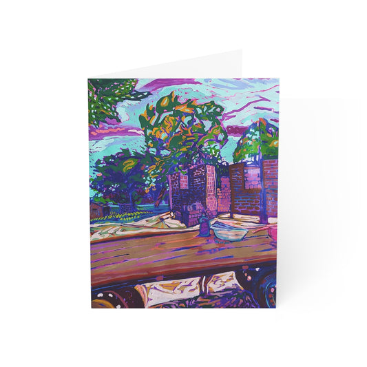 African Greeting Cards - African Village Construction - Blank Note Card with Vibrant Scene of Building in Progress (10, 30, and 50pcs)