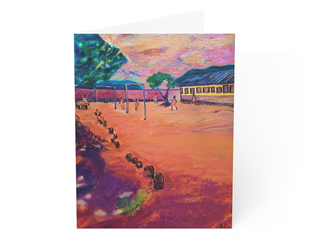 African Greeting Cards - Sunset Playground